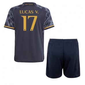 Real Madrid Lucas Vazquez #17 Koszulka Wyjazdowych Dziecięca 2023-24 Krótki Rękaw (+ Krótkie spodenki)